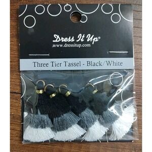 Dress It Up Jesse James Shag Black Gray White Three Tier Tassel Craft Item B6